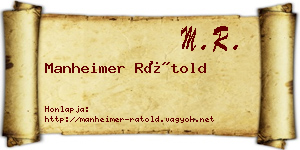 Manheimer Rátold névjegykártya